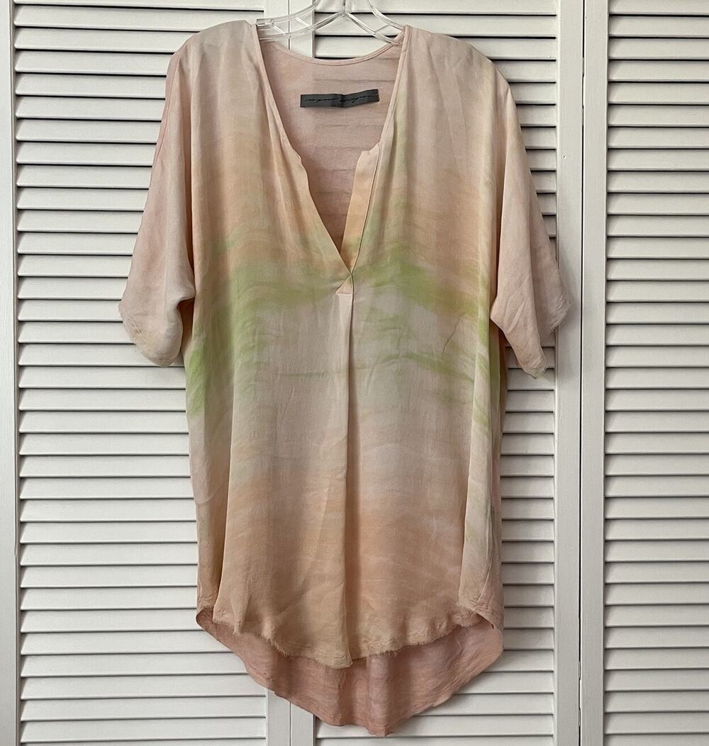 Raquel Allegra Tie Dye Silk blouse size 1(US M or 6), Silk front, rayon back.